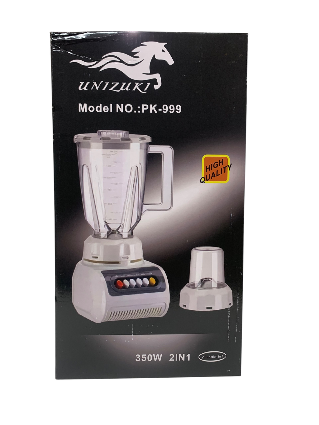 Licuadora 2en1, marca Unizuki, con vaso de vidrio de 1500ml