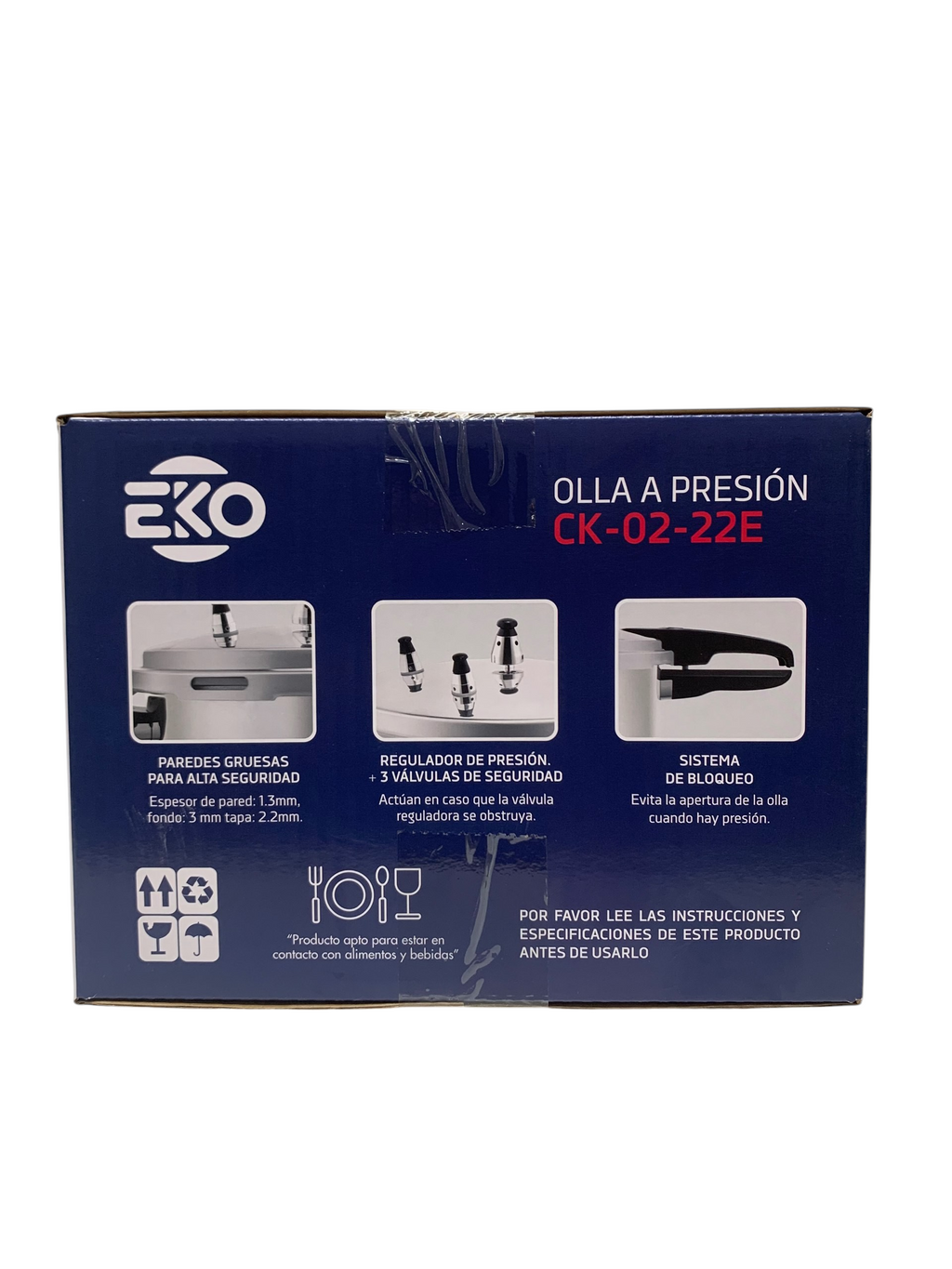 Olla de Presión de 3 Válvulas, marca Eko, con capacidad de 5.5L